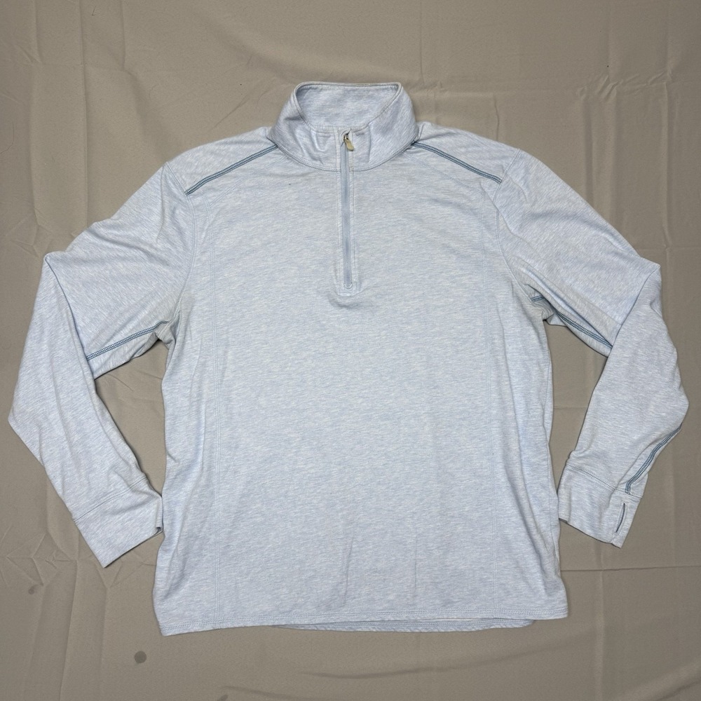 Tommy Bahama Island Zone Men's 1/4 Zip Pullover Shirt Sz Medium Long Sleeve Blue